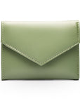 RFID blocking leather envelope purse, sage green, front