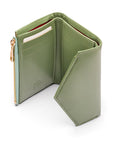 RFID blocking leather envelope purse, sage green, interior