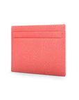 Flat leather credit card wallet 4 CC, pink, side