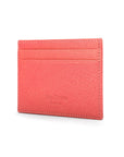 Flat leather credit card wallet 4 CC, pink, back