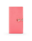 Salmon Pink Ladies Tall Leather Purse With Brass Clasp 8 CC