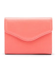 Large leather purse with 15 CC, pink, front