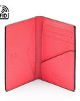 RFID bifold credit card holder, salmon pink saffiano, inside view