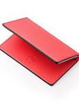 RFID bifold credit card holder, salmon pink saffiano, RFID view