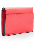 RFID bifold credit card holder, salmon pink saffiano, back view