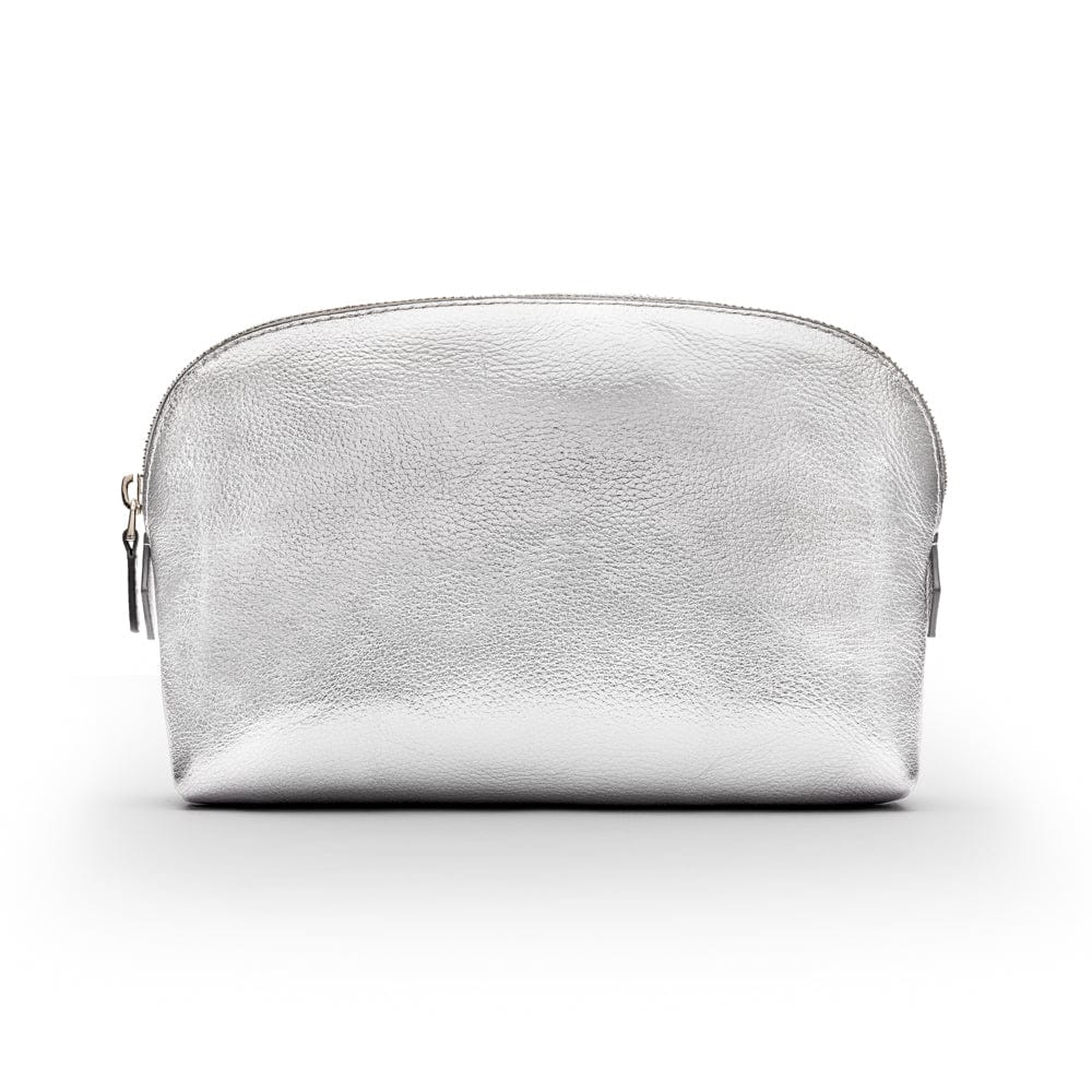 Leather cosmetic bag, silver, front