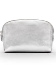 Leather cosmetic bag, silver, front