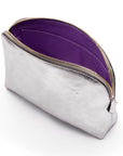 Leather cosmetic bag, silver, inside