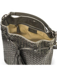 Silver Kelly Woven Leather Bucket Bag