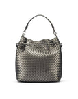 Silver Kelly Woven Leather Bucket Bag