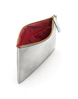 Large leather makeup bag, silver, inside view