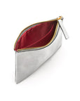 Medium leather makeup bag, silver, inside view