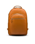 Men's leather 15" laptop backpack, tan, front view