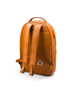 15" leather laptop backpack, tan, back view