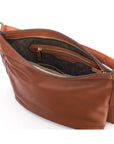 Carol Ann slouchy leather shoulder bag, tan,, inside