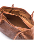 Woven leather slouchy bag, tan, inside