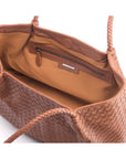 Woven leather slouchy bag, tan, without inner bag