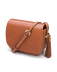 Leather saddle bag, tan, side