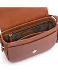 Leather saddle bag, tan, inside