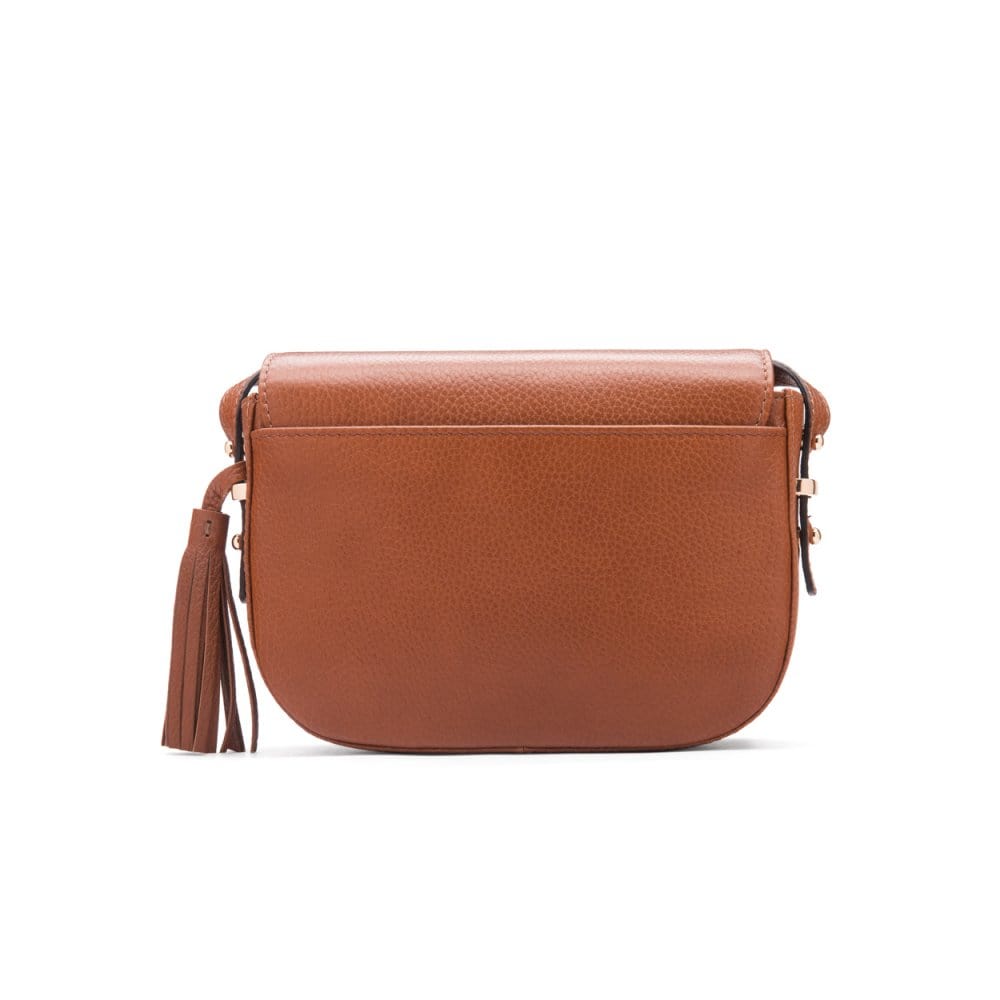 Leather saddle bag, tan, back