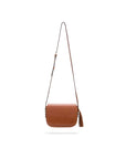 Leather saddle bag, tan, shoulder strap