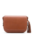 Leather saddle bag, tan, front