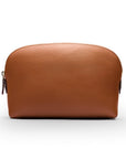 Leather cosmetic bag, tan, front