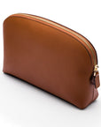 Leather cosmetic bag, tan, side