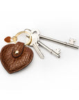 Leather heart shaped key ring, tan croc