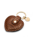 Leather heart shaped key ring, tan croc, back