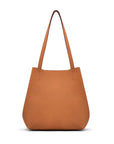 Leather tote bag, tan, front view 2