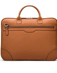 16"  slim leather laptop bag, tan, back view