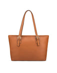 Women's leather 13" laptop workbag, tan, front