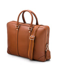 15" leather laptop bag, tan, side