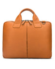 Leather 13" laptop briefcase, tan, front