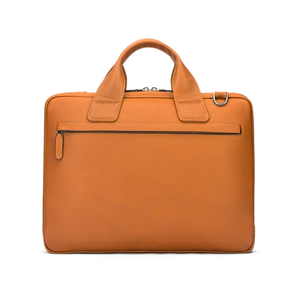 Leather 13" laptop briefcase, tan, back