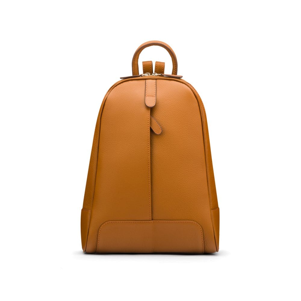 Ladies leather backpack, tan, front