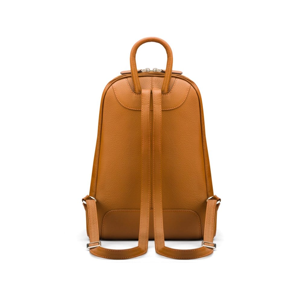 Ladies leather backpack, tan, back