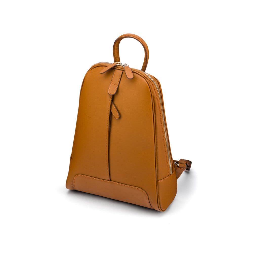 Ladies leather backpack, tan, side
