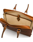 Ladies leather 13" laptop bag, tan, inside