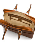 Ladies leather 13" laptop bag, tan, interior