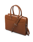 Ladies leather 13" laptop bag, tan, side