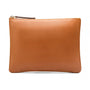 Large leather makeup bag, tan, front