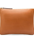 Large leather makeup bag, tan, front