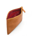 Large leather makeup bag, tan, inside