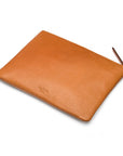 Large leather makeup bag, tan, back