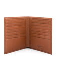 3/4 height leather wallet 14 CC, tan, open