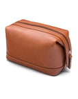 Leather wash bag, tan, side view