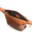 Leather wash bag, tan, inside view