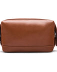 Leather wash bag, tan, front view